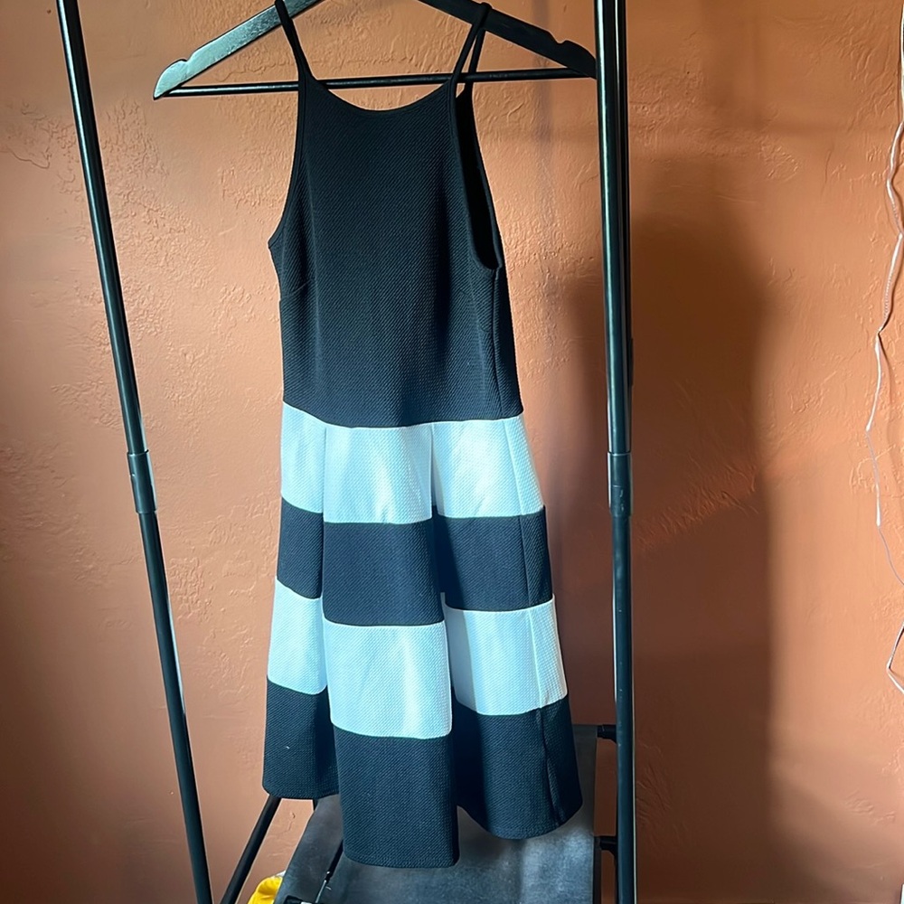 Short black and white halter dress by soprano